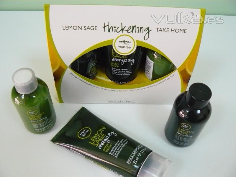 Kit energizante y voluminizador de Paul Mitchell. Champu, acondicionador y gel de ducha. Extractos de limon, aceite ...