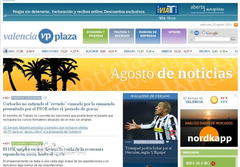 Diario on line Valencia Plaza, especializado en economia de la Comunidad Valenciana