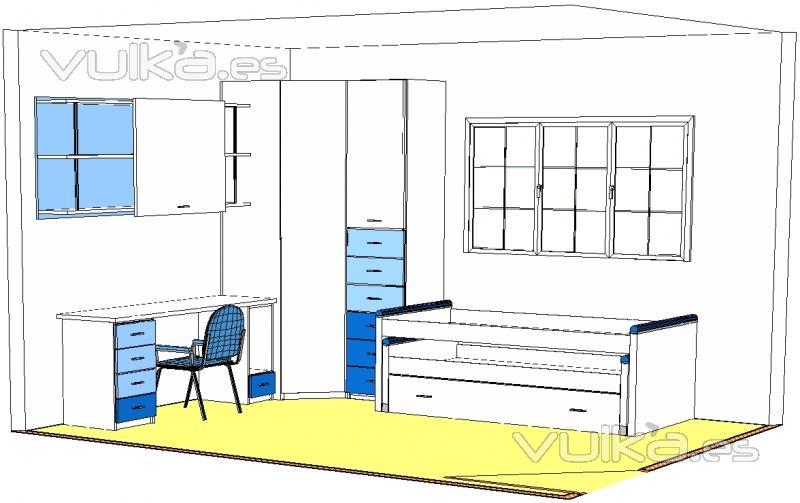 Proyecto Habitacin Juvenil. Perspectiva Lineal