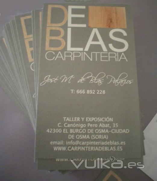 Diseo de tarjetas de visita de carpinteria de blas. Vista frontal