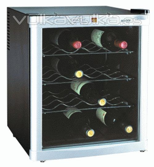 Vinoteca termoelectrica para vino led digital control temperatura. 16 Botellas  48 L. Caja negra opaca a la luz. ...
