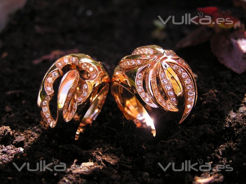 Anillos de oro rosa con diamantes