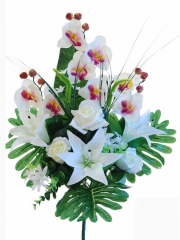 Ramo flores artificiales, orquideas y lilium. oasisdecor.com ramo cementerio