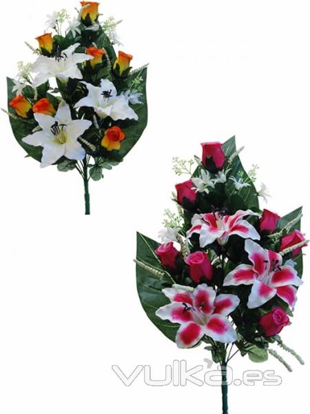 ramos flores artificiales cementerio. oasisdecor.com Ramo lilium y rosas artificiales