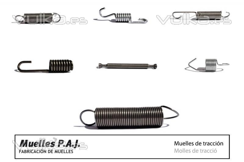 Muelles de tracción (variedad en tipos de anillas y ganchos)