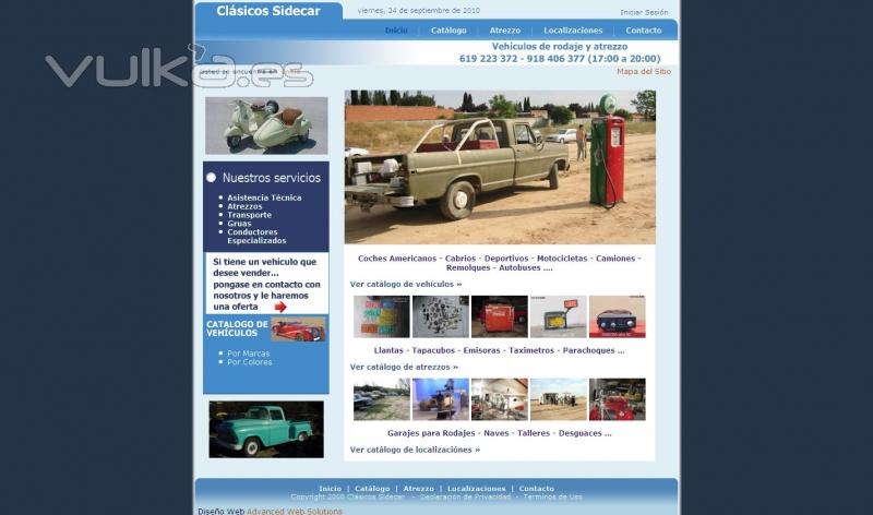 Sitio web con catlogo online para Clasicosidecar
