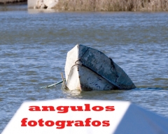 enbarcación semi hundida en la albufera