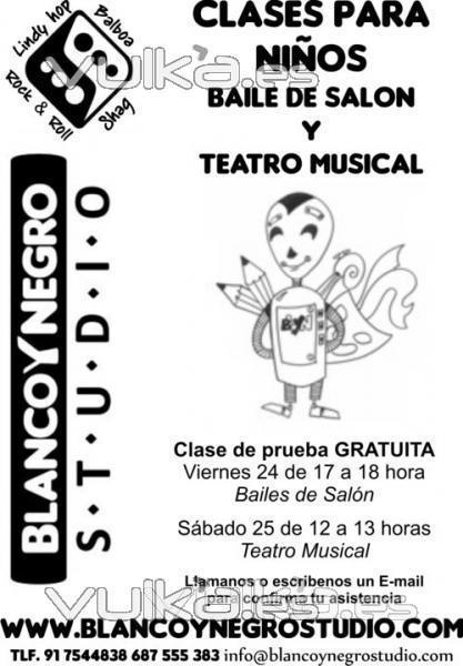 CLASE GRATUITA DE PRUEBA de Bailes de Saln y Teatro Musical para nios