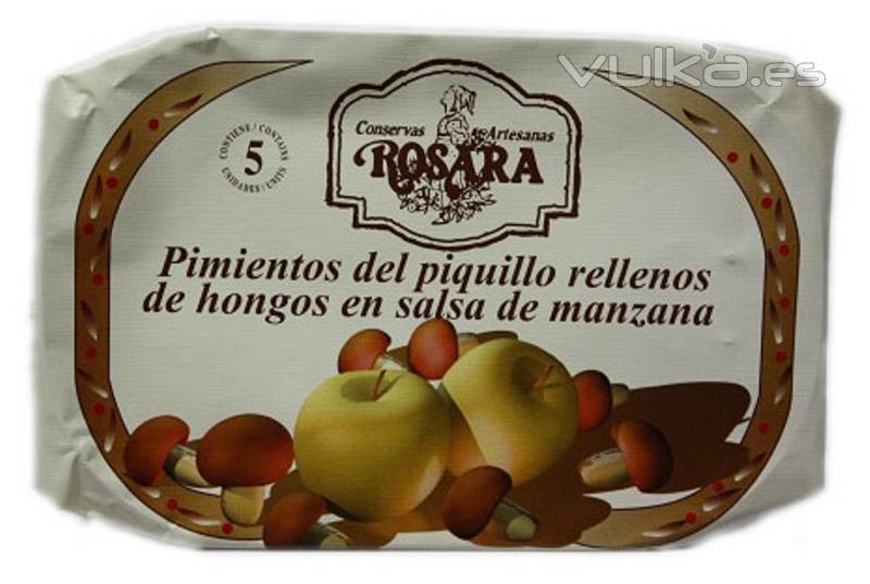 Pimientos del Piquillo de Lodosa rellenos de Hongos (boletus edulis) en salsa de manzana. Contiene 4/5 Uds. Ideales ...