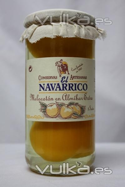 Melocotn entero en frasco de cristal de 1 Kg.