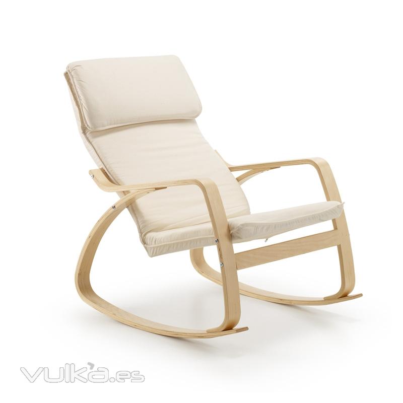 109 euros  -----------Sillon Balancin, en madera natural  tapizado en colores en color crudo  Medidas: Ancho 66 ...