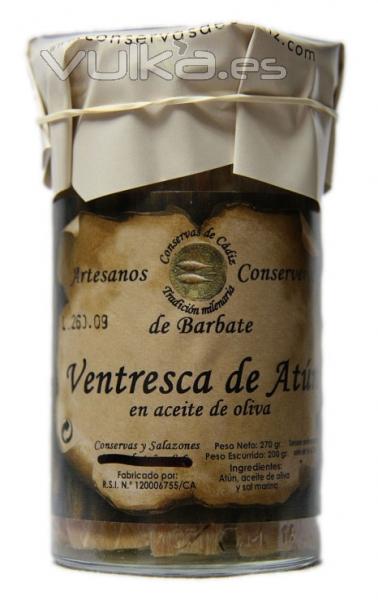 Gourmet - Ventresca de Atn del Sur en Aceite de Oliva en frasco de cristal de 270 grs.La ventresca es una parte ...