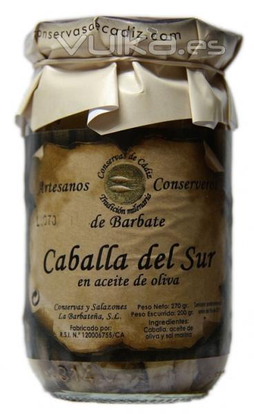 Gourmet - Filete de Caballa del Sur en Aceite de Oliva Virgen en tarro de cristal de 270 grs. El sabor de los ...