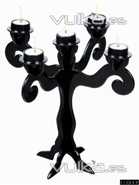 Fisura - Candelabro Monster 5 Brazos Aluminio Negro 36 cm