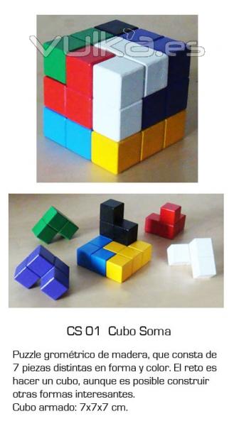 Cubo Soma - 7 piezas de madera con formas y colores distintos