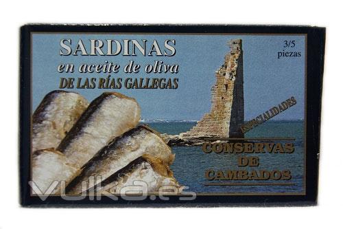 Sardinas en Aceite de Oliva en lata de 125 grs. Ingredientes: Sardinas, aceite de oliva y sal.