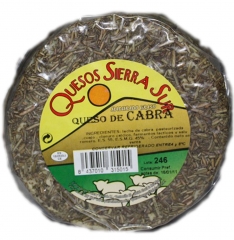 Queso de cabra al romero, 450grs queso semi curado de cabra de sabor suave y muy agradable, con un toque