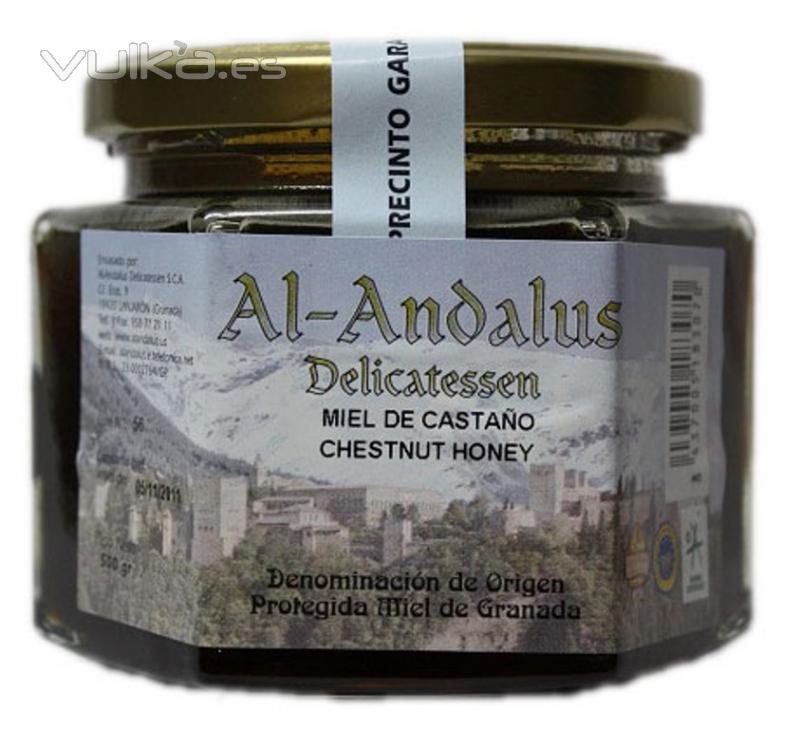 Miel de Castao con D.O. de las Alpujarras en frasco de cristal de 500 grs. Miel cosechada principalmente en Sierra ...
