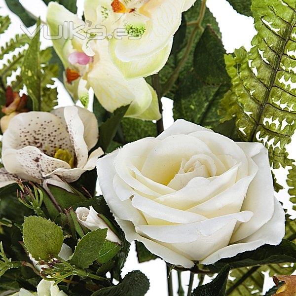 Ramo artificial de flores rosa y phalaenopsis blanco detalle. lallimona.com