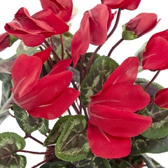 Planta artificial cyclamen roja detalle. lallimona.com