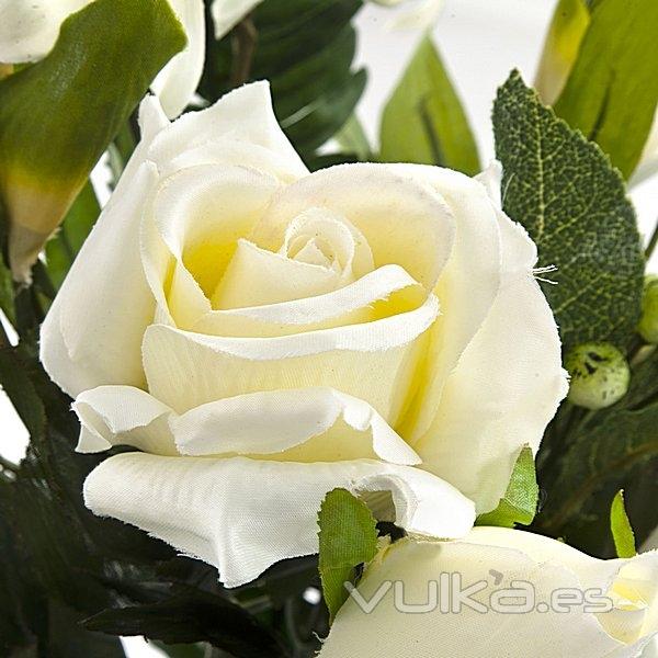 Ramo artificial de flores rosa y odoncidium blanco detalle en lallimona.com