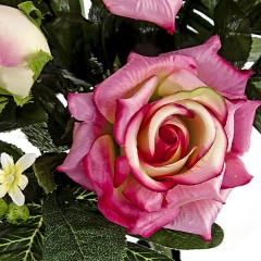 Ramo artificial de flores rosa y phalaenopsis fucsia detalle en lallimona.com