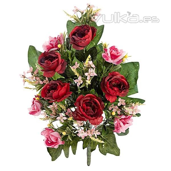 Ramo artificial de flores rosa y peonia fucsia en lallimona.com