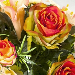 Bouquet artificial de flores rosa llilium hortensia naranja detalle en lallimonacom