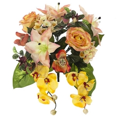 Bouquet artificial de flores liliun orquidea salmon en lallimonacom
