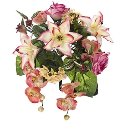 Bouquet artificial de flores liliun orquidea fucsia en lallimonacom