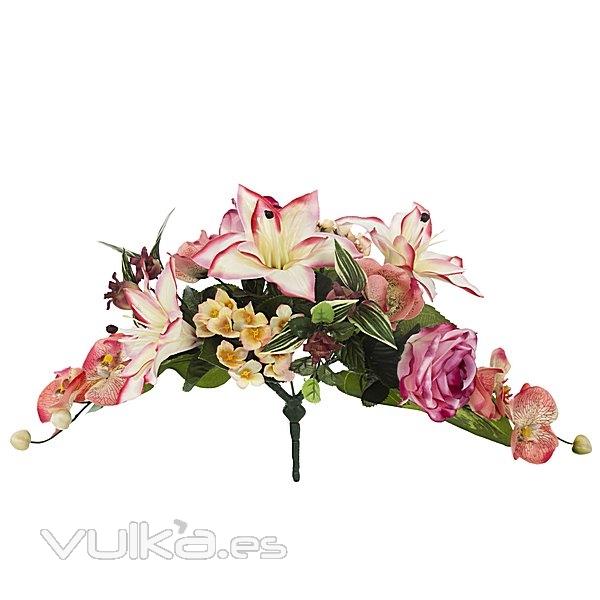 Bouquet artificial de flores liliun orquidea fucsia en lallimona.com