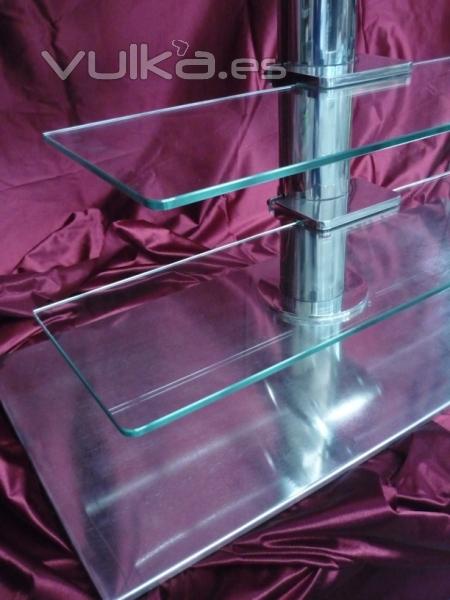 Soporte TV de Acero Inox y Cristal Templado