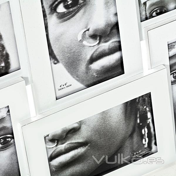 Portafotos aluminio blanco 10x15 6F detalle en lallimona.com