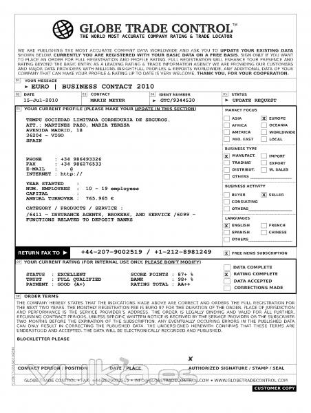 CLASIFICACION RATING ECONOMICO DE TEMPU CORREDURIA DE SEGUROS