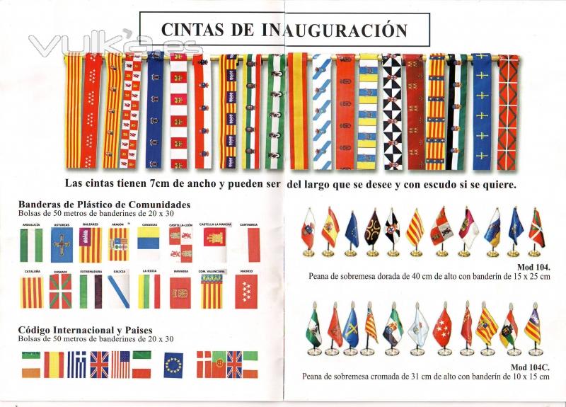 cintas de inaguracion , mastiles de sobremesa y banderines