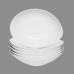 Oval juego de 6 platos soperos de porcelana