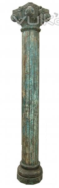 Columna de madera de teca tallada a mano. 250cm