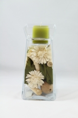 Candelabro decorativo de cristal con flor seca oasisdecor.com