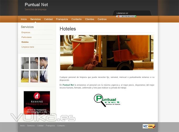 Web de la empresa de servicios de limpieza Puntual Net
