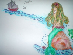 Lmina infantil serie fantasia en el mar: sirena en arcodavella