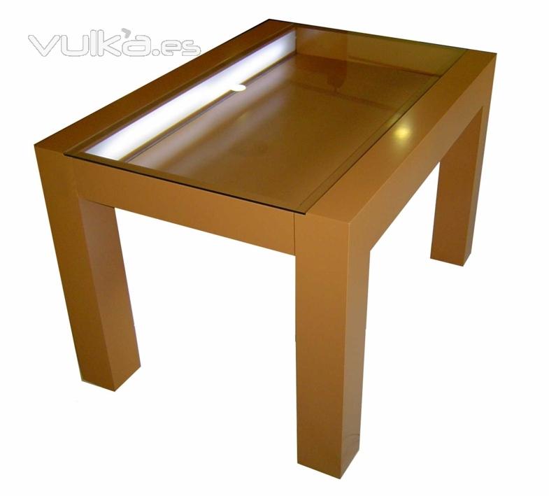 Mesa Vitrina con iluminacin c/leds lateral, puertas laterales con cerradura