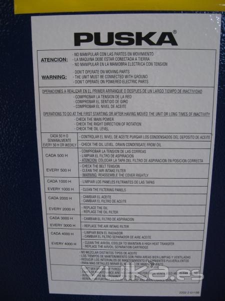 Listado Puska de advertencias y mantenimiento (espaol e ingls).