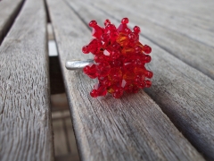Anillo explosion roja cristales swarovski en tonos rojos y anaranjados anillo ajustable plata
