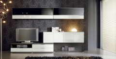 Comedor moderno, modular blanco y negro brillo