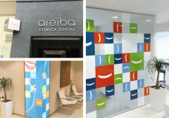 Areiba - senaletica y ambientacion interior para clinica dental