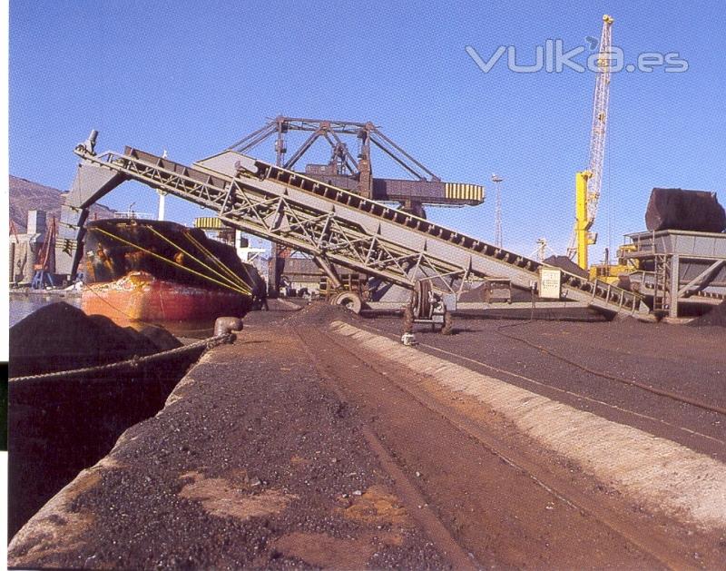 Carga de peles y carbón a barcos, capacidad 1200 T/h.