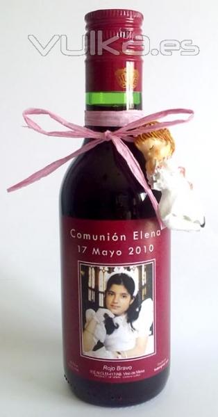 Botellita de vino para comuniones personalizadas