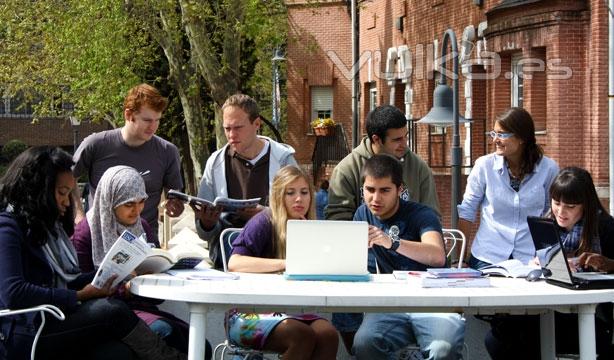 Students during a break on the rood of Manresa Hall