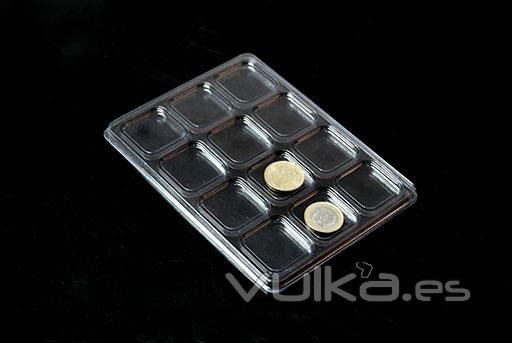 Envase para 12 monedas compuesto de envase y tapa