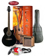 Set guitarra electroacustica stagg + ampli + accesorios + cd interactivo